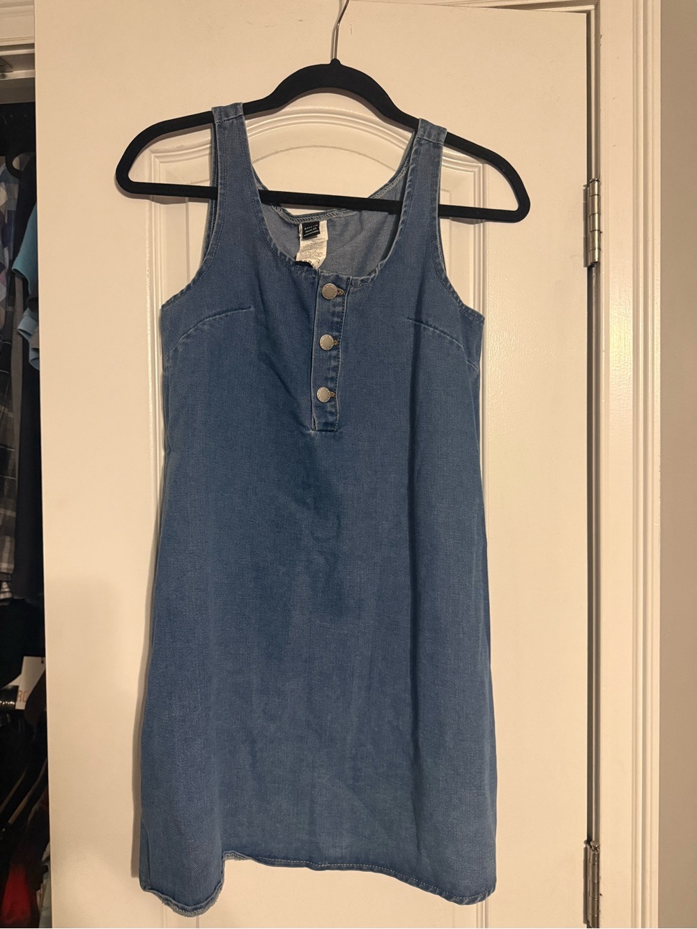SHEIN Blue Denim Button-Front Tank Dress